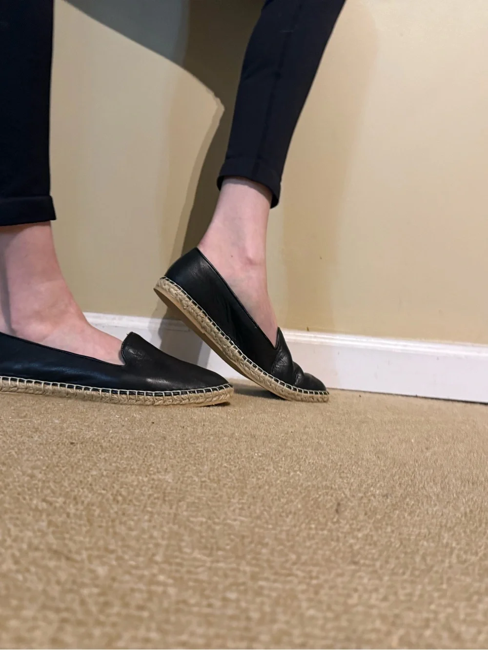 Cole Haan Black Leather Espadrille Loafers